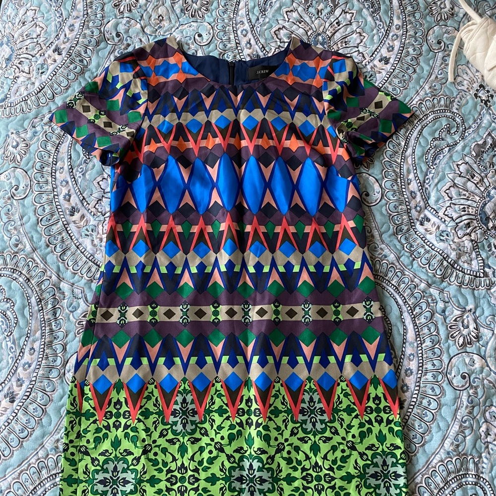Jcrew silk patterned dress. EUC, worn once